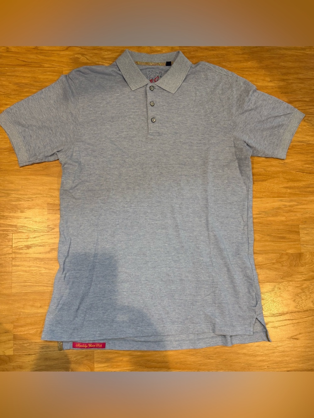 Robert Graham Blue Polo Collared Paisley Shoulder Design Men's Sz L Classic Fit